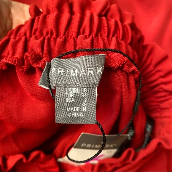 🌹 PRIMARK DARK RED CAPRI HIGH WAIST BELTED PANTS! - Picture 5 of 8